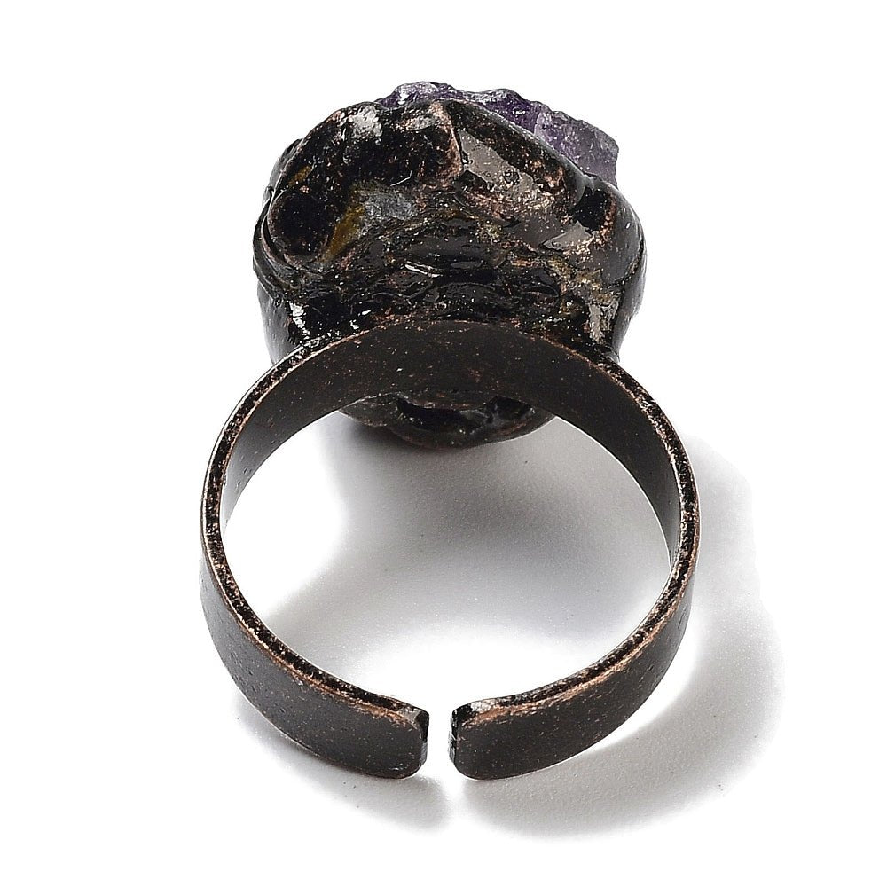 ANELLO CON PEPITA DI AMETISTA GREZZA - Calma e rilassamento - Clorophilla Shop