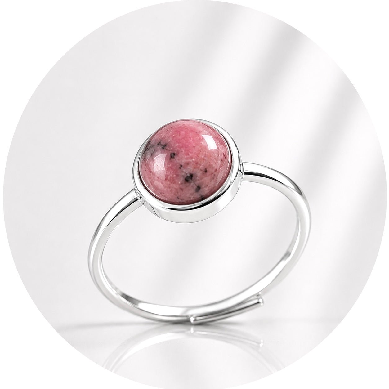 ANELLO CON RODONITE IN ARGENTO 925 - Guarigione del cuore - Clorophilla Shop