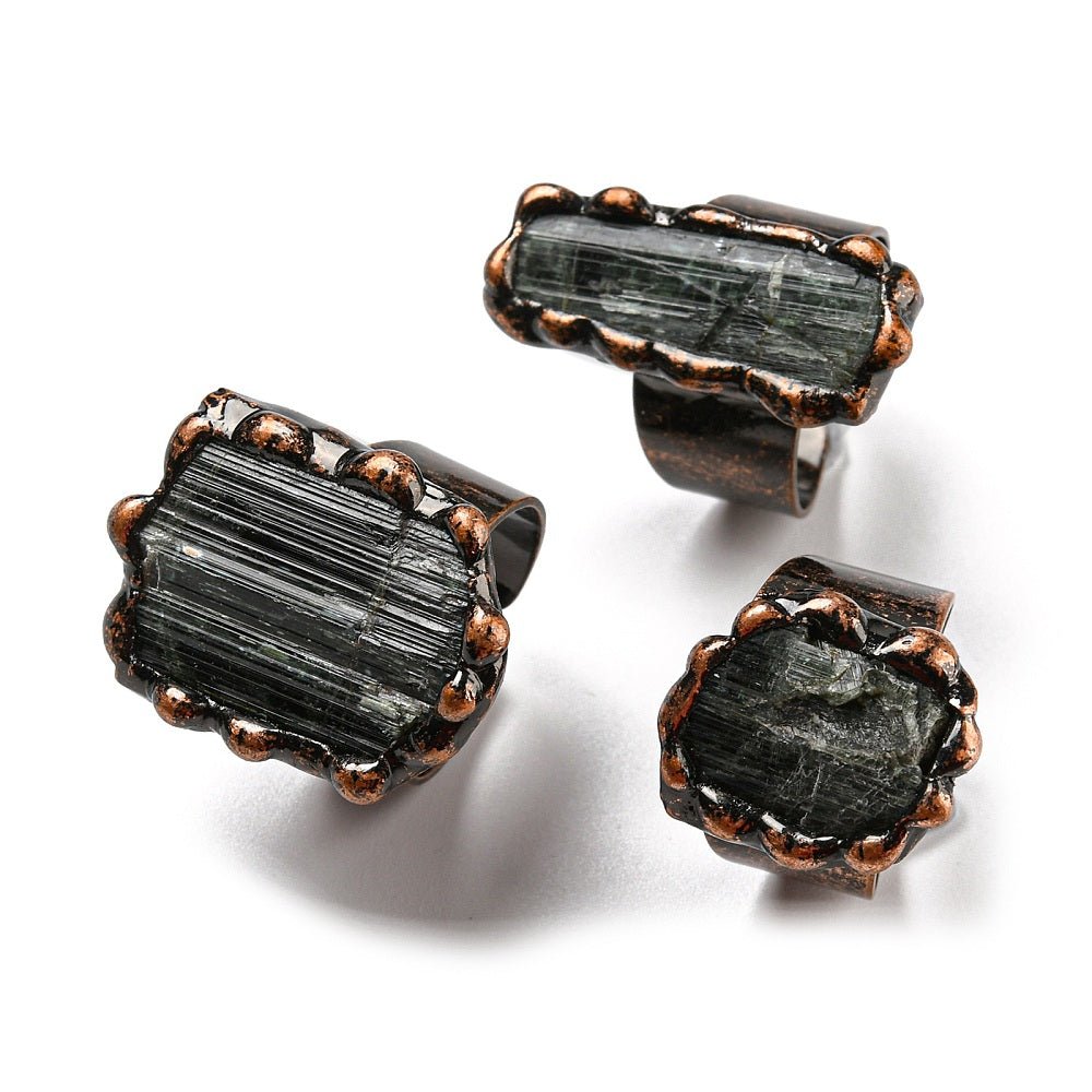 ANELLO CON TORMALINA NERA GREZZA - Protezione e schermatura - Clorophilla Shop