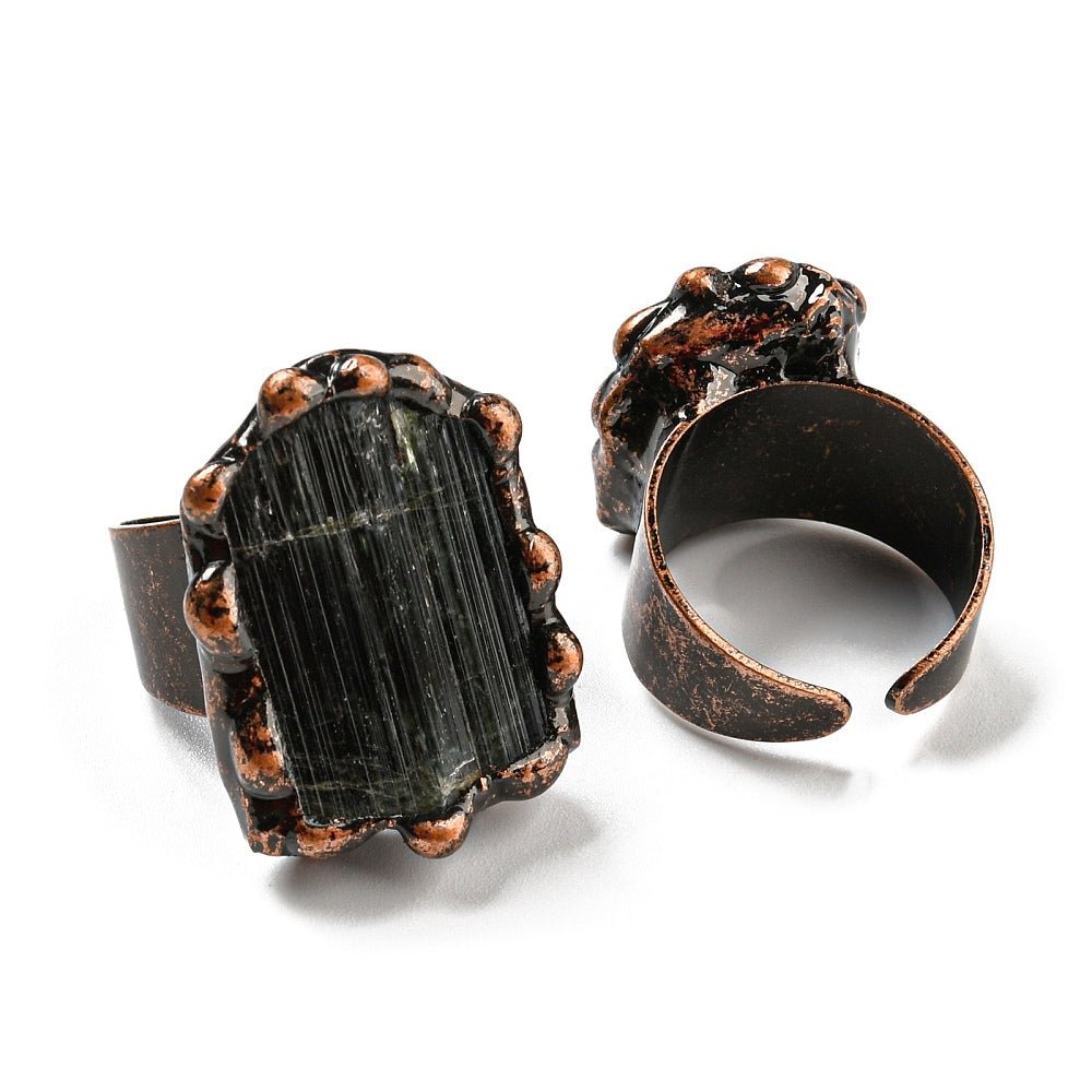 ANELLO CON TORMALINA NERA GREZZA - Protezione e schermatura - Clorophilla Shop