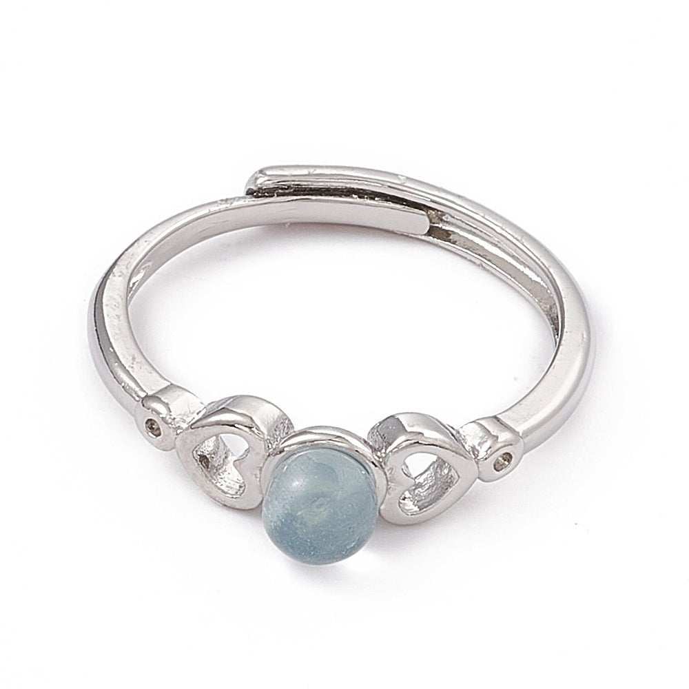ANELLO CUORE CON ACQUAMARINA - Calma e comunicazione - Clorophilla Shop