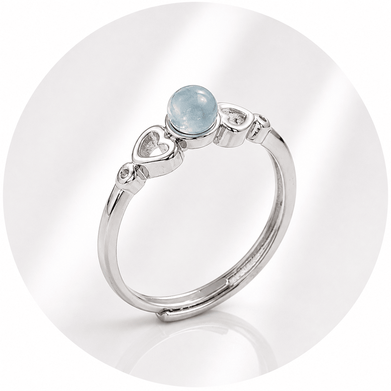 ANELLO CUORE CON ACQUAMARINA - Calma e comunicazione - Clorophilla Shop
