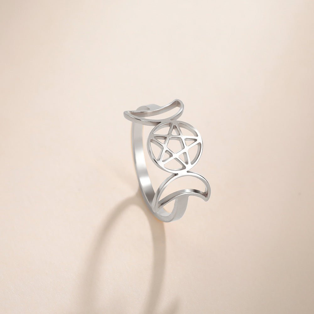 ANELLO FASI LUNARI IN ACCIAIO INOX - Trasformazione e connessione - Clorophilla Shop