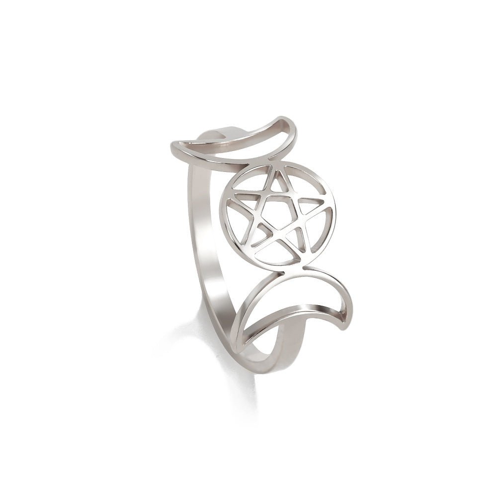 ANELLO FASI LUNARI IN ACCIAIO INOX - Trasformazione e connessione - Clorophilla Shop