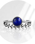 ANELLO FLOREALE CON LAPISLAZZULI IN ARGENTO 925 - Comunicazione e intuizione - Clorophilla Shop