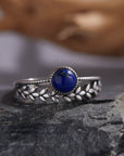 ANELLO FLOREALE CON LAPISLAZZULI IN ARGENTO 925 - Comunicazione e intuizione - Clorophilla Shop