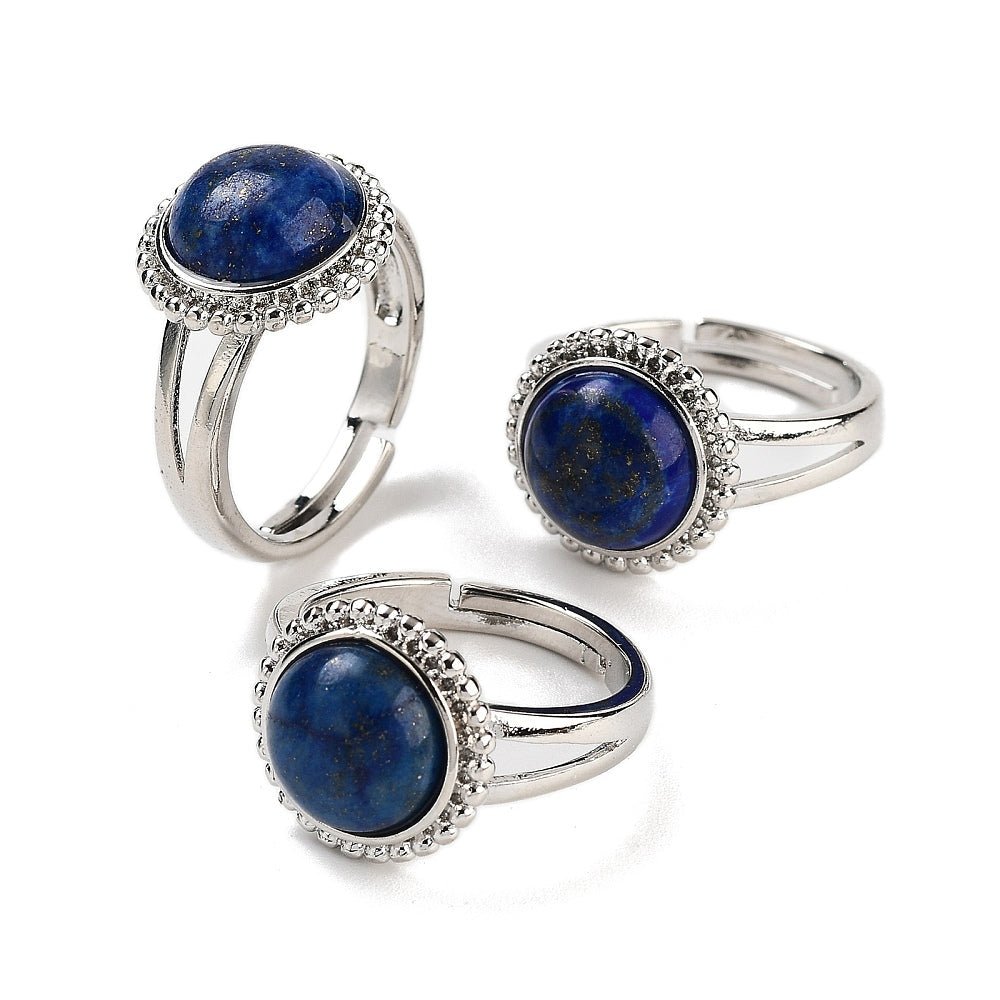 ANELLO IN LAPISLAZZULI PLACCATO PLATINO - Saggezza, comunicazione e intuizione - Clorophilla Shop