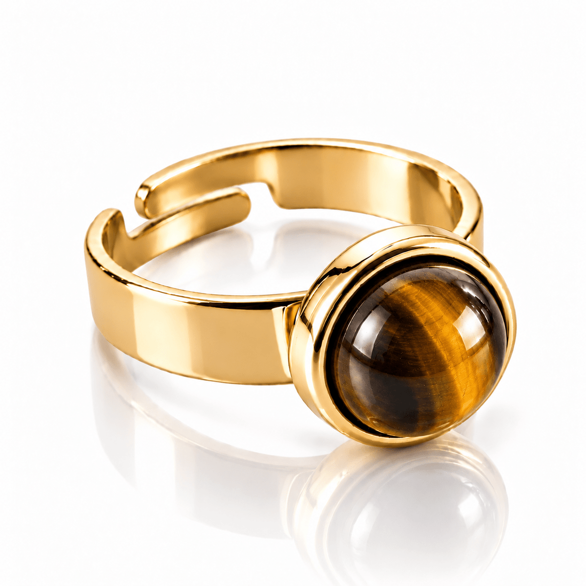 ANELLO MINIMAL OCCHIO DI TIGRE - acciaio inossidabile regolabile - Clorophilla Shop