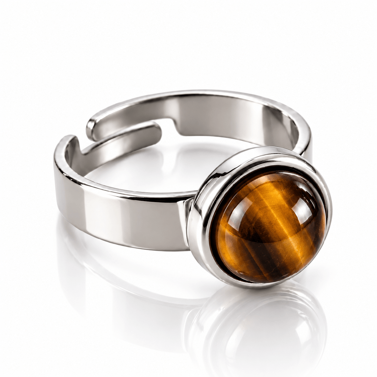 ANELLO MINIMAL OCCHIO DI TIGRE - acciaio inossidabile regolabile - Clorophilla Shop
