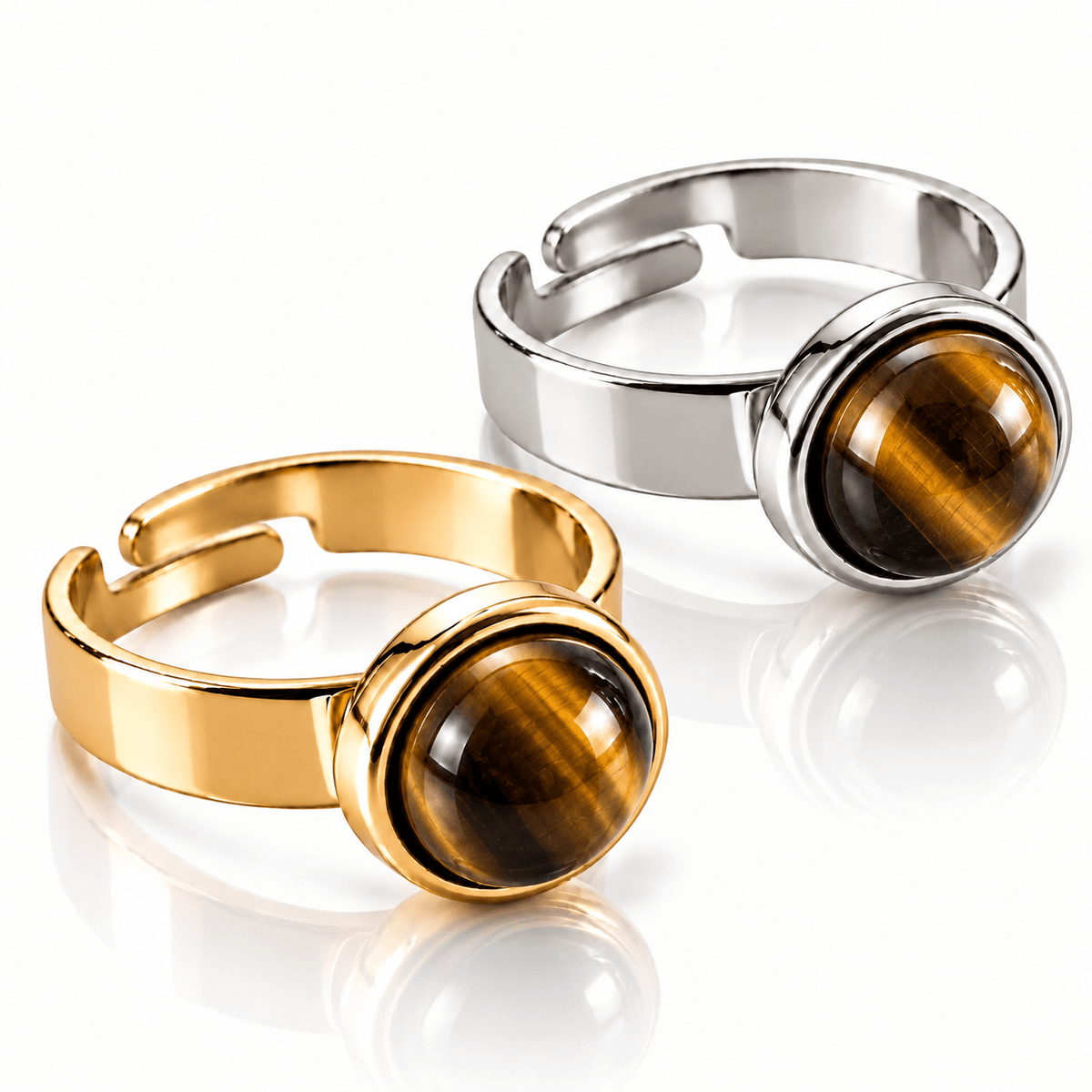ANELLO MINIMAL OCCHIO DI TIGRE - acciaio inossidabile regolabile - Clorophilla Shop