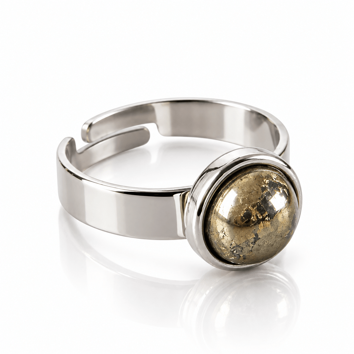 ANELLO MINIMAL PIRITE - acciaio inossidabile regolabile - Clorophilla Shop
