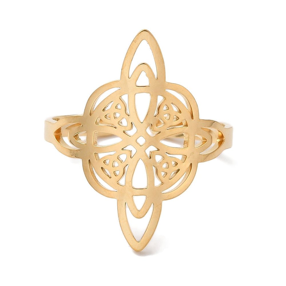 ANELLO NODO DELLA STREGA ORO - Protezione, forza interiore e connessione spirituale - Clorophilla Shop