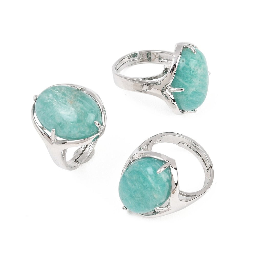 ANELLO OVALE IN AMAZZONITE – Calma, comunicazione e armonia interiore - Clorophilla Shop