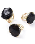 ANELLO PEPITA DI OSSIDIANA NERA - Protezione e radicamento - Clorophilla Shop