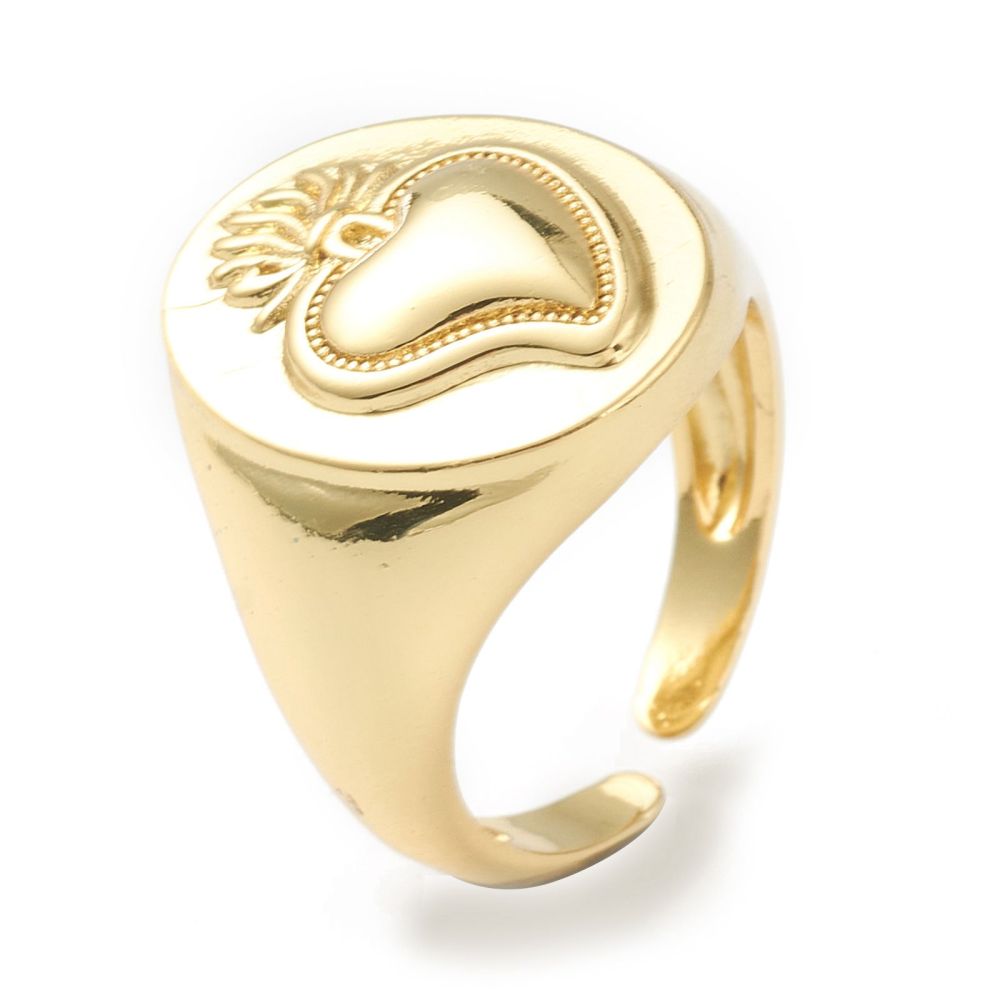 ANELLO SACRO CUORE IN OTTONE ORO - Amore e protezione - Clorophilla Shop