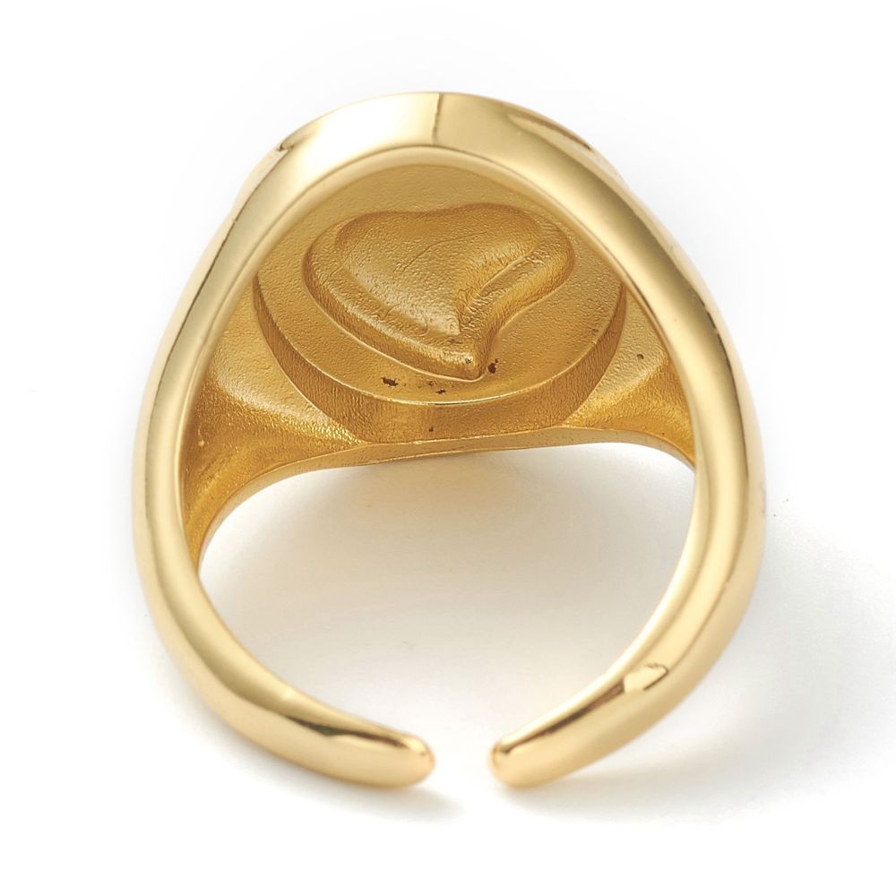 ANELLO SACRO CUORE IN OTTONE ORO - Amore e protezione - Clorophilla Shop