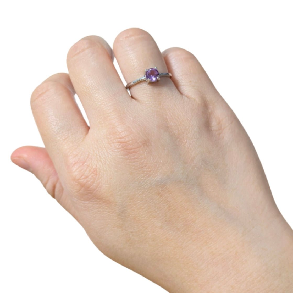 ANELLO SOLITARIO CON AMETISTA IN ARGENTO 925 - Calma e rilassamento - Clorophilla Shop