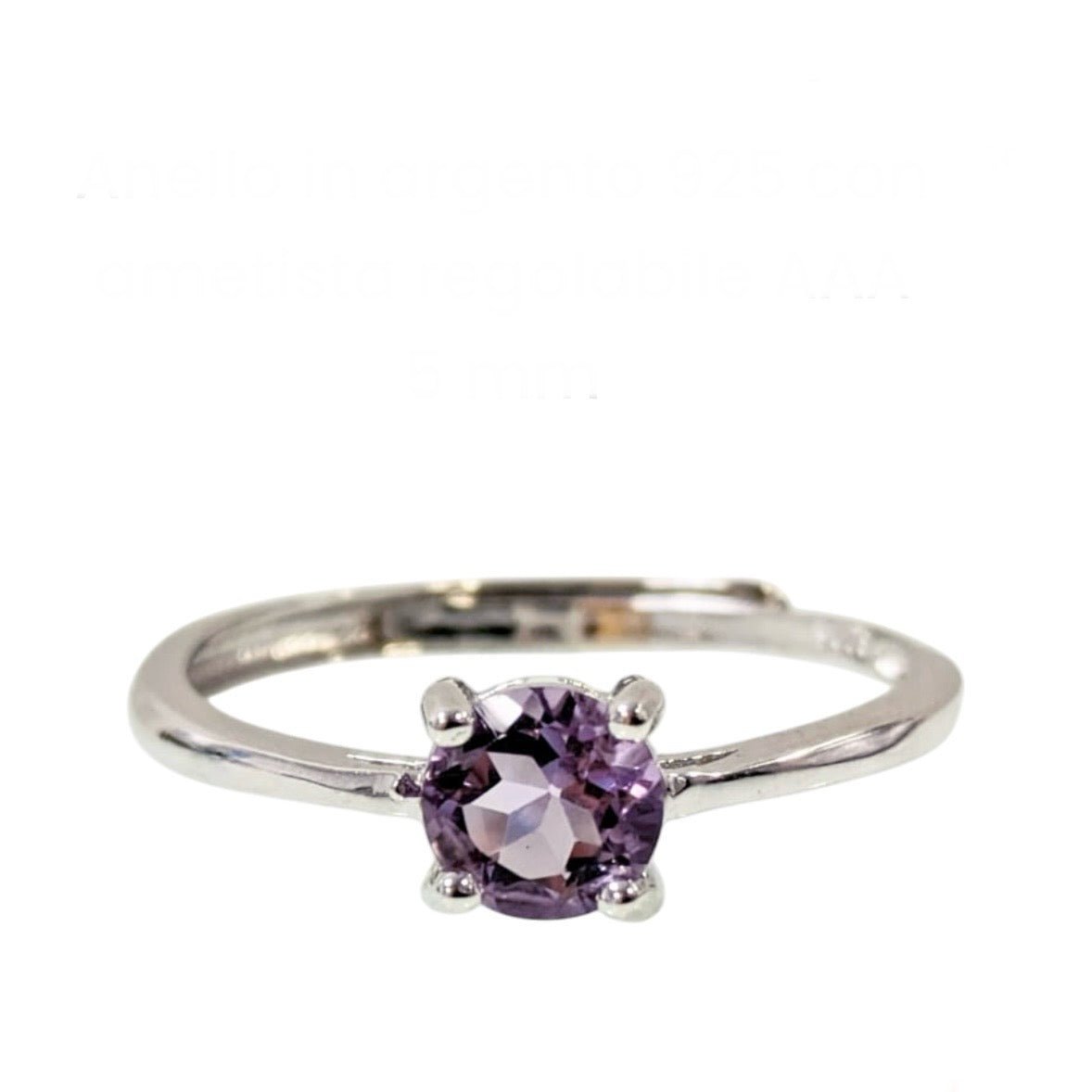 ANELLO SOLITARIO CON AMETISTA IN ARGENTO 925 - Calma e rilassamento - Clorophilla Shop
