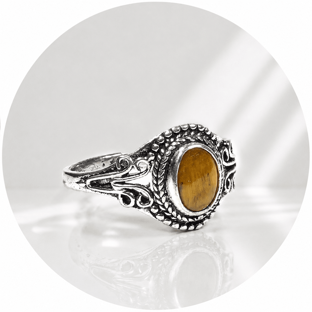 ANELLO VINTAGE IN OCCHIO DI TIGRE - Forza e coraggio - Clorophilla Shop