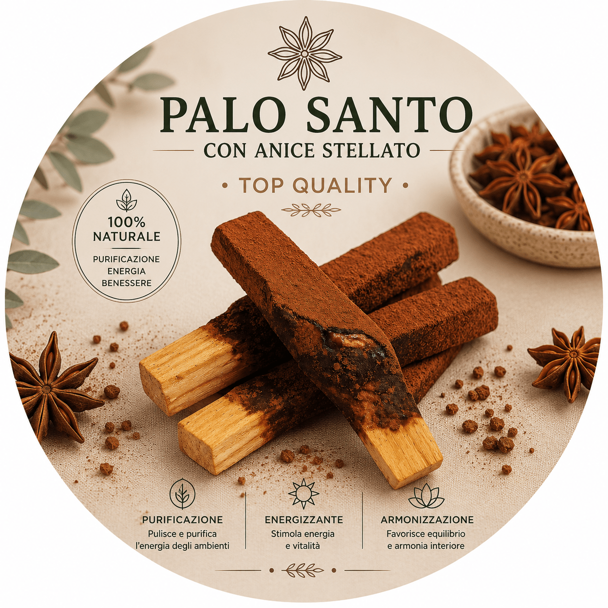 BASTONCINO LEGNO DI PALO SANTO RICOPERTO - Anice stellato - Clorophilla Shop