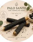 BASTONCINO LEGNO DI PALO SANTO RICOPERTO CON TORMALINA NERA - Purificazione dalle energie negative - Clorophilla Shop