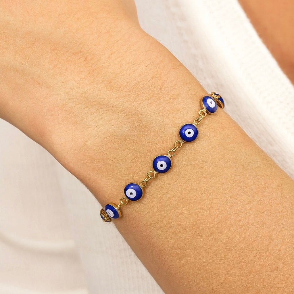 BRACCIALE AMULETO NAZAR PLACCATURA ORO 18K - Protezione malocchio - Clorophilla Shop