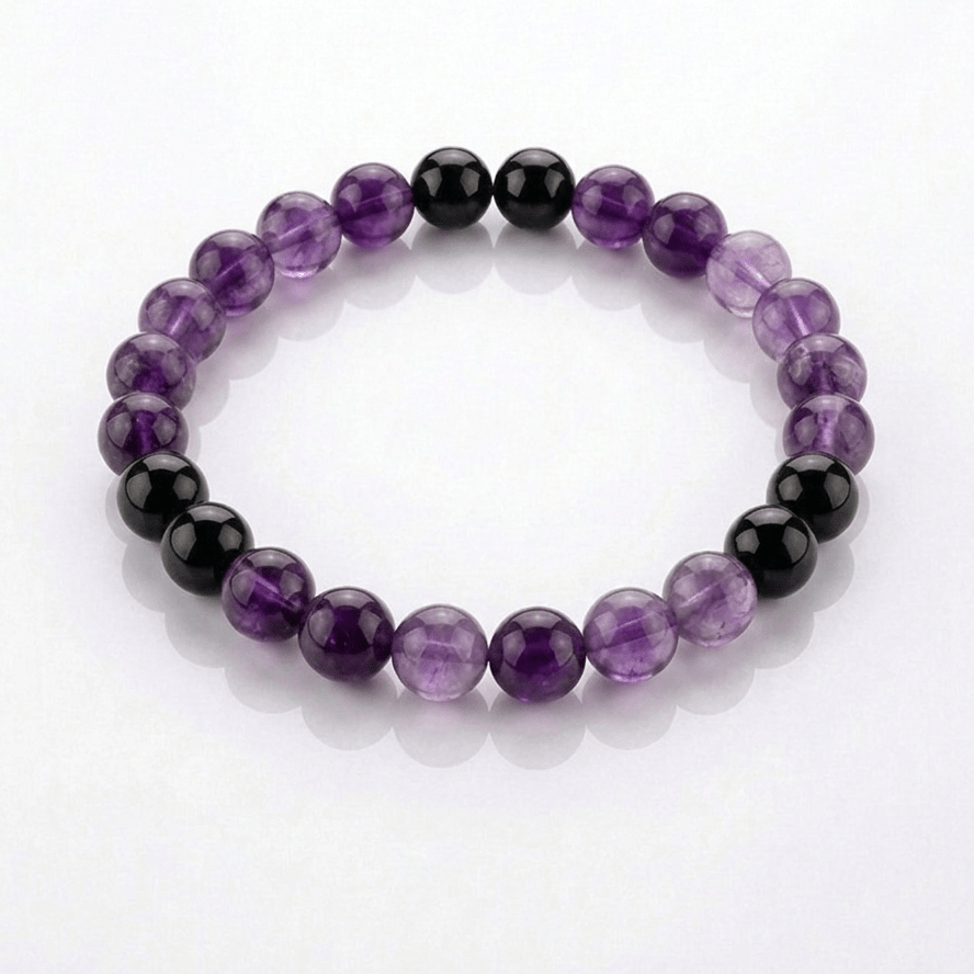BRACCIALE COMBO IN PIETRE NATURALI - Ametista e Ossidiana - Clorophilla Shop