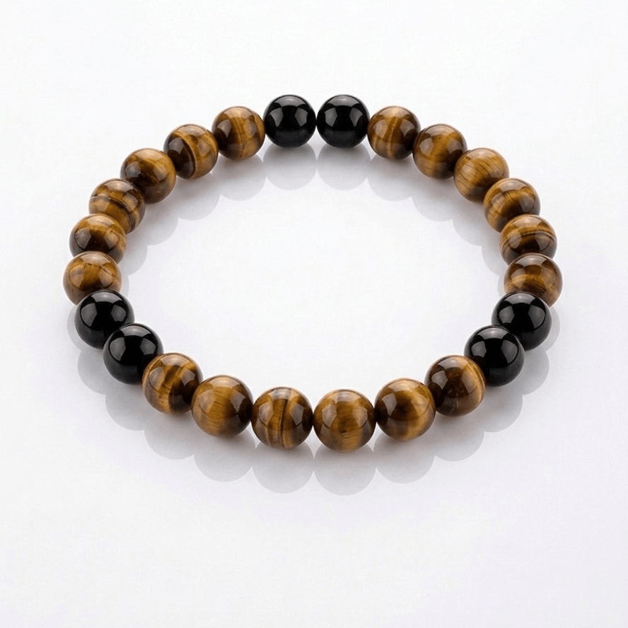 BRACCIALE COMBO IN PIETRE NATURALI - Occhio di Tigre e Ossidiana - Clorophilla Shop