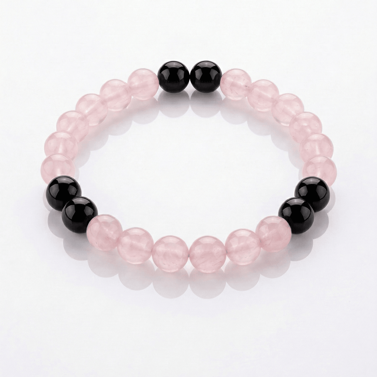 BRACCIALE COMBO IN PIETRE NATURALI - Quarzo Rosa e Ossidiana - Clorophilla Shop