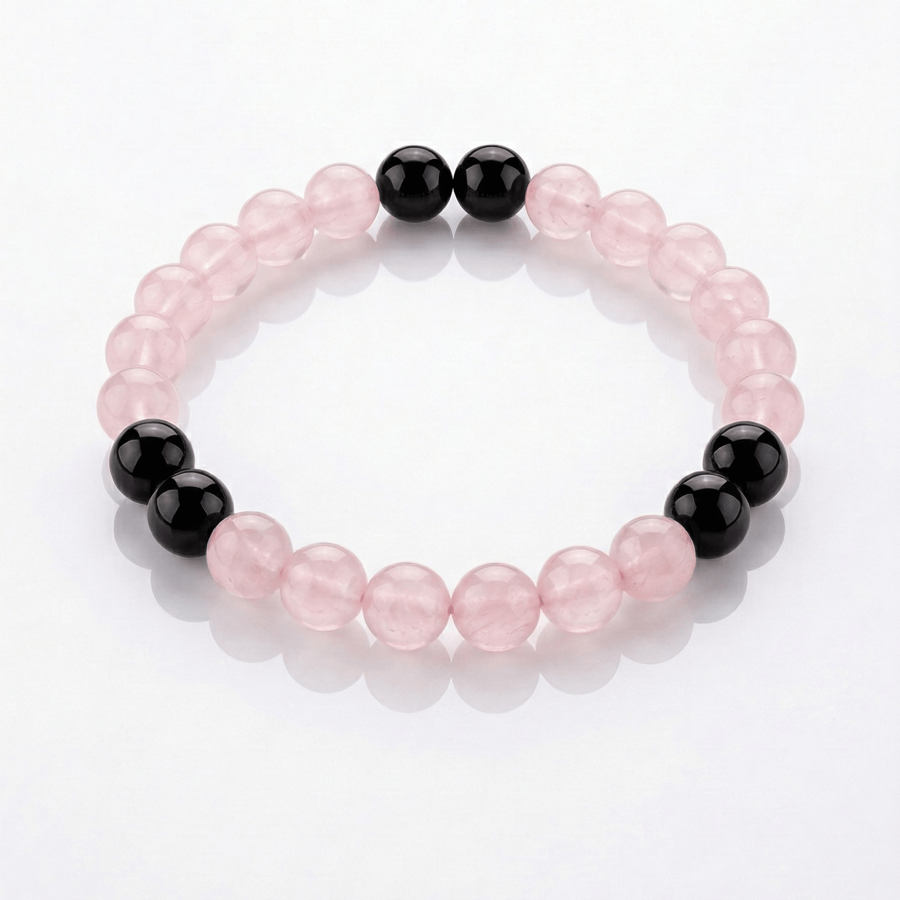 BRACCIALE COMBO IN PIETRE NATURALI - Quarzo Rosa e Ossidiana - Clorophilla Shop