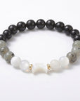 Bracciale Combo in Pietre Naturali: Tormalina, Labradorite e Selenite, Luna in Conchiglia - Clorophilla Shop