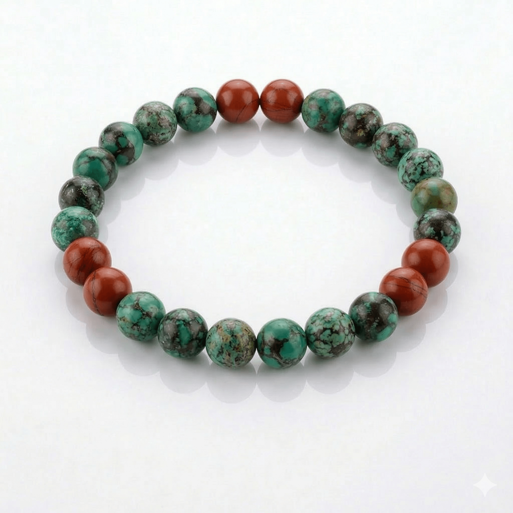 BRACCIALE COMBO IN PIETRE NATURALI - Turchese Africano e Diaspro Rosso - Clorophilla Shop