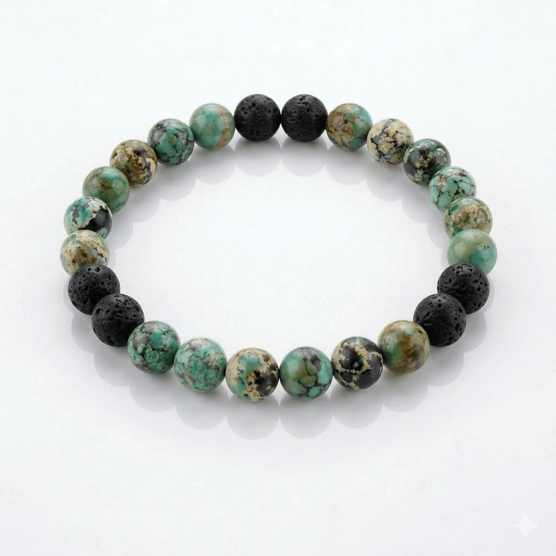 BRACCIALE COMBO IN PIETRE NATURALI - Turchese Africano e Pietra Lavica - Clorophilla Shop