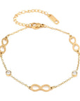 Bracciale dell’Amicizia Infinito con Strass in Acciaio Inossidabile Color Oro - Clorophilla Shop