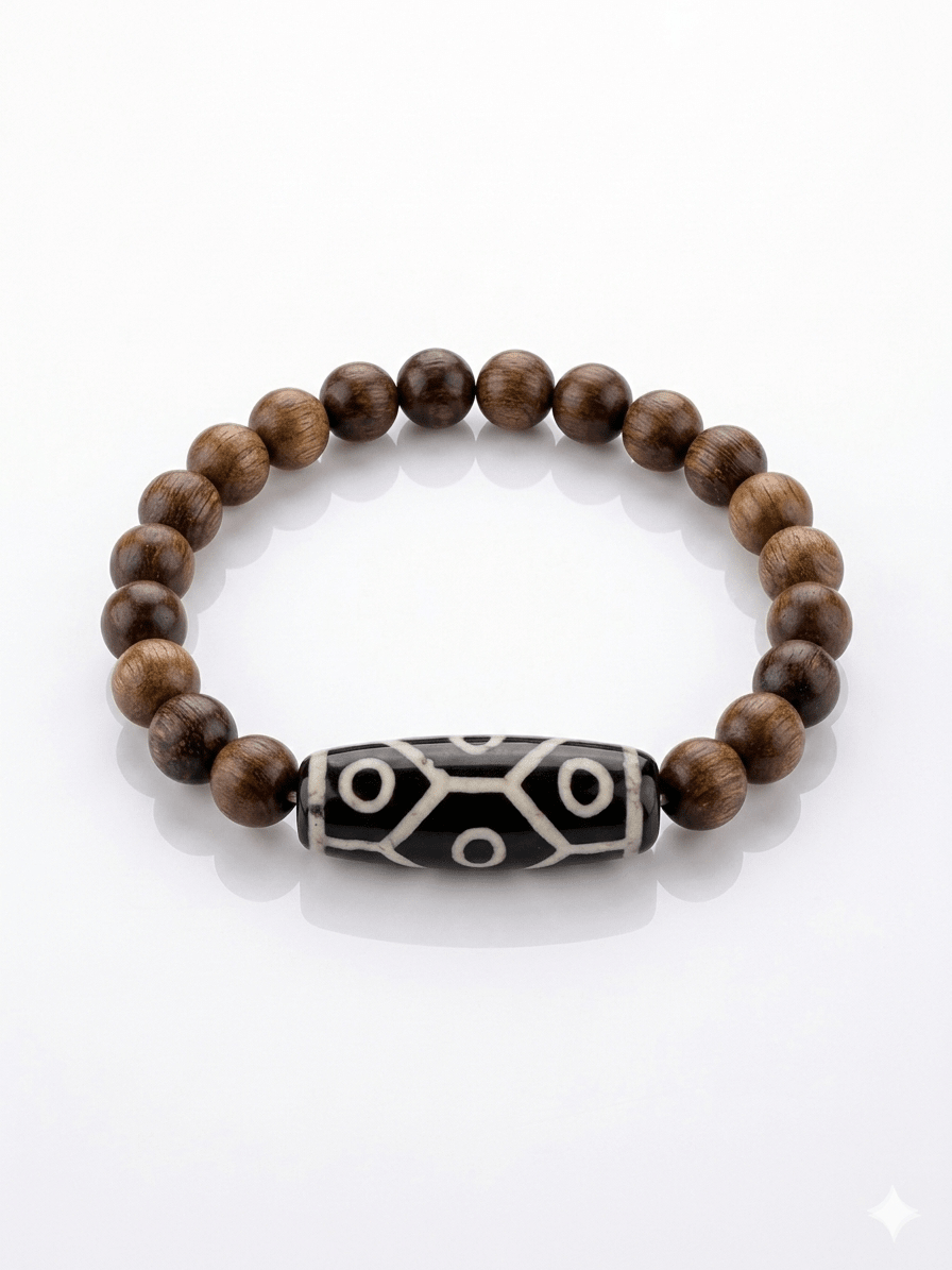 Bracciale Dzi a 9 Occhi – Legno di Agar o Ossidiana Nera - Clorophilla Shop