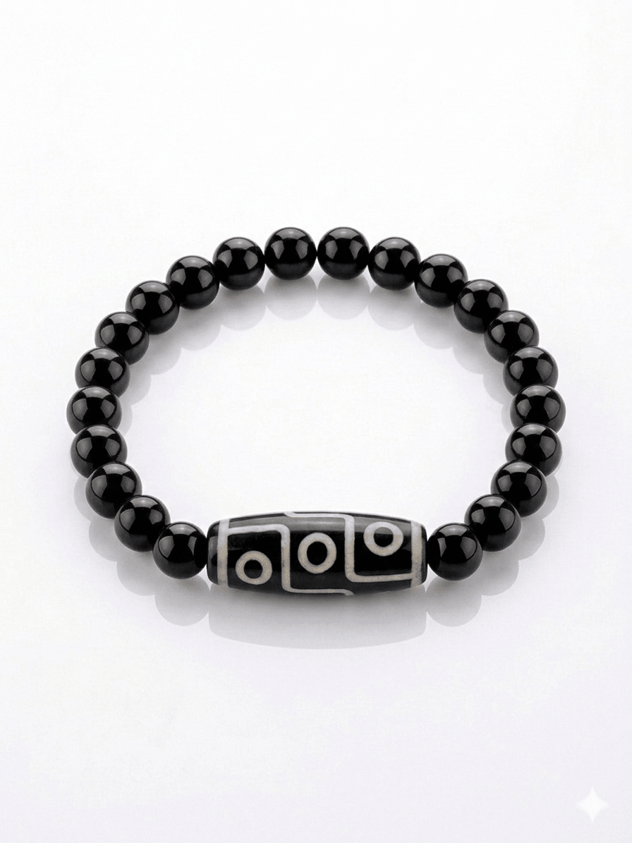 Bracciale Dzi a 9 Occhi – Legno di Agar o Ossidiana Nera - Clorophilla Shop