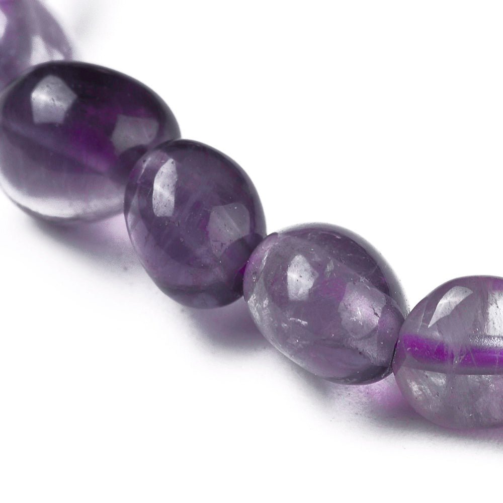 Bracciale elastico con pepite in Ametista - Calma e riduzione dello stress - Clorophilla Shop