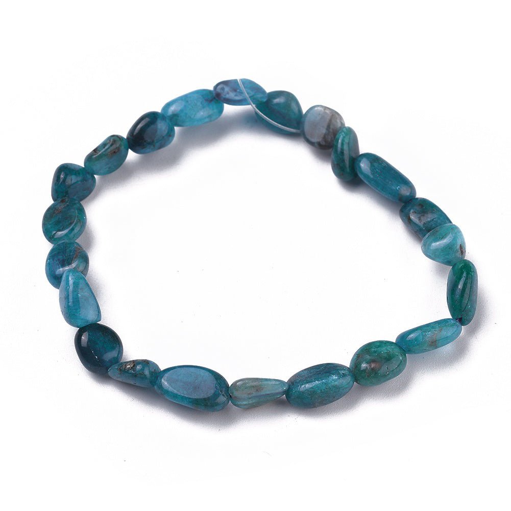 Bracciale elastico con pepite in Apatite - Motivazione, creatività e riequilibrio energetico - Clorophilla Shop