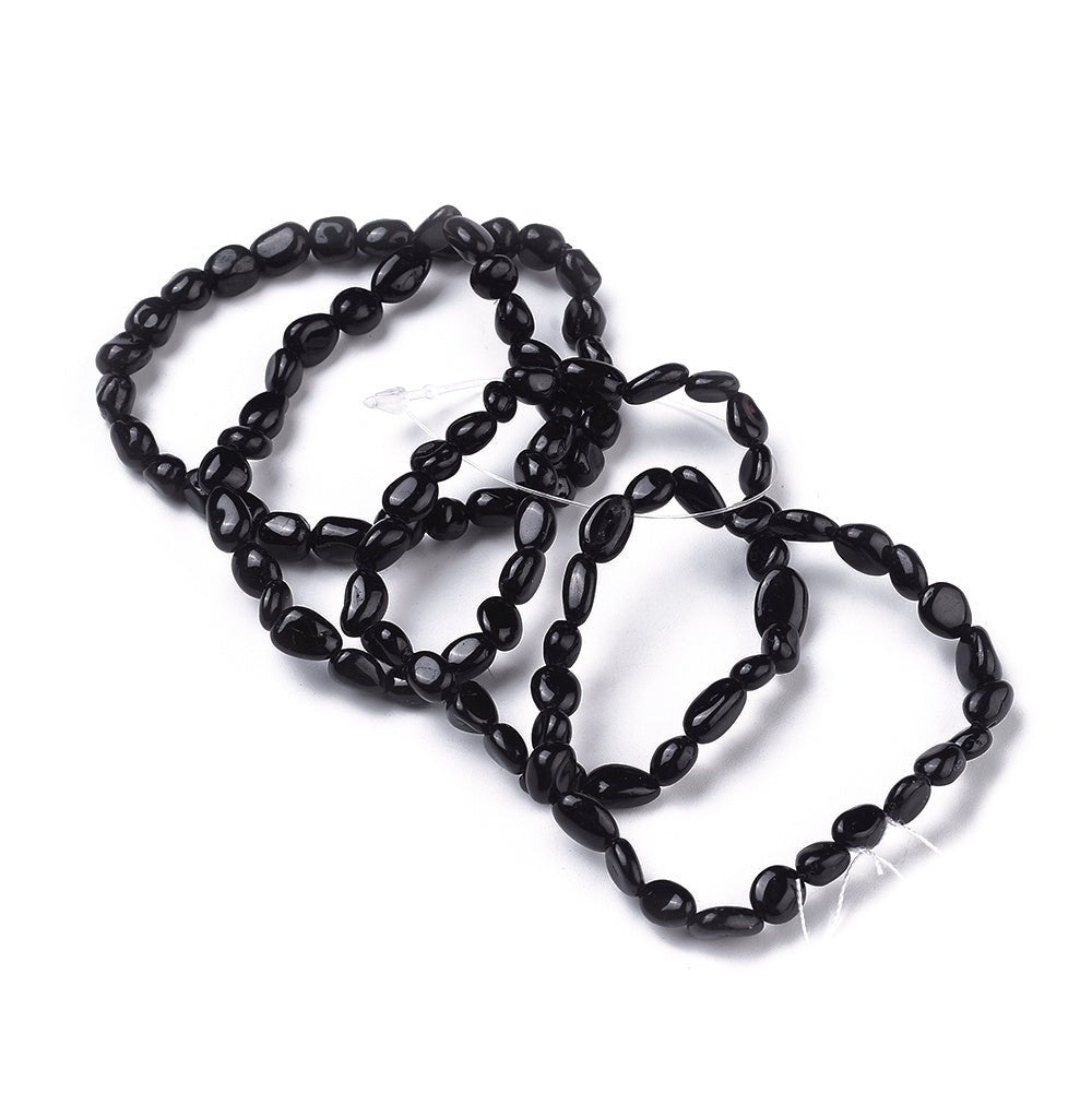 Bracciale elastico con pepite in Tormalina nera - Protezione energetica - Clorophilla Shop