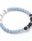 Bracciale Elastico in Angelite Naturale e Pietra Lavica - comunicazione e radicamento - Clorophilla Shop