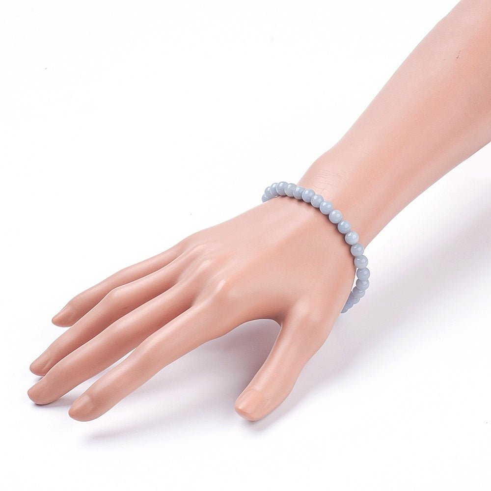 Bracciale Elastico in Angelite Naturale - serenità e comunicazione - Clorophilla Shop