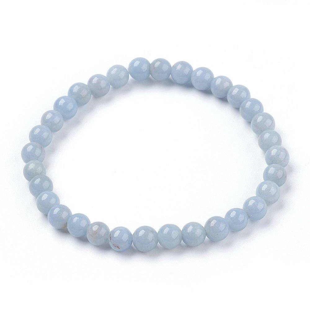 Bracciale Elastico in Angelite Naturale - serenità e comunicazione - Clorophilla Shop