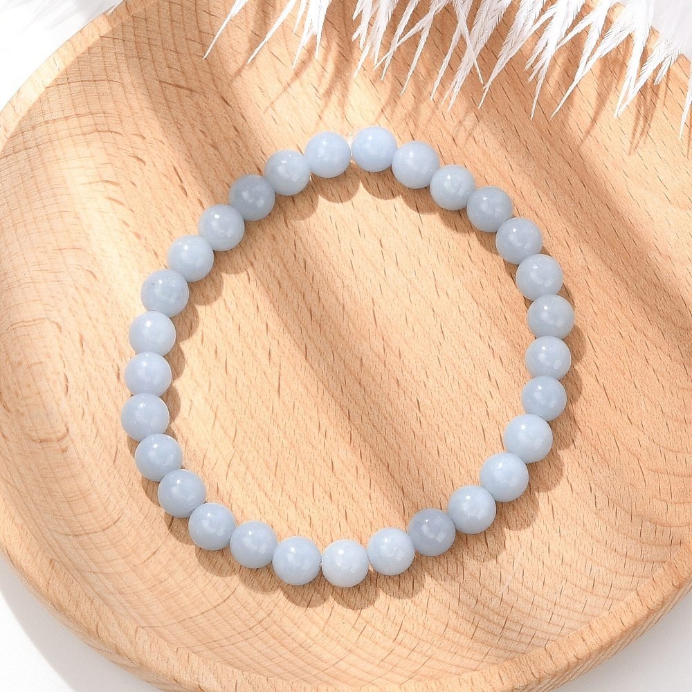 Bracciale Elastico in Angelite Naturale - serenità e comunicazione - Clorophilla Shop