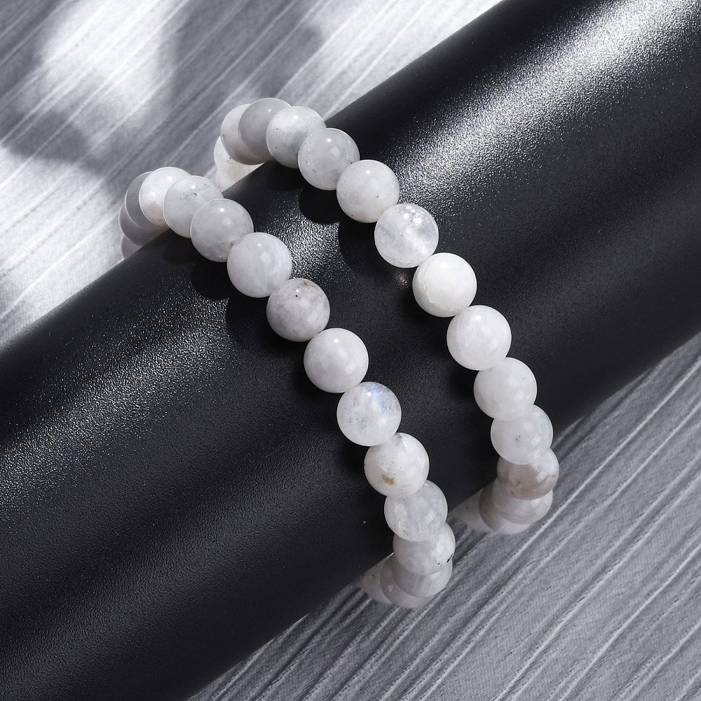 Bracciale Elastico in Pietra di Luna - intuizione e sensibilità - Clorophilla Shop