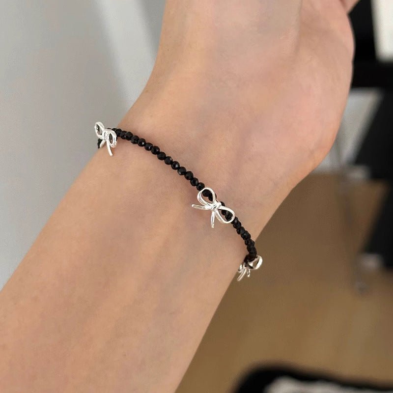 Bracciale Fiocco in Argento 925 con Tormalina Nera Naturale - Clorophilla Shop