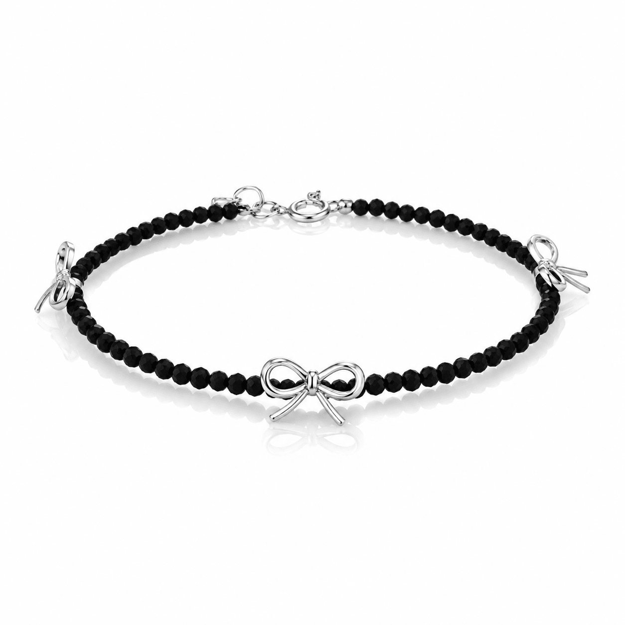 Bracciale Fiocco in Argento 925 con Tormalina Nera Naturale - Clorophilla Shop