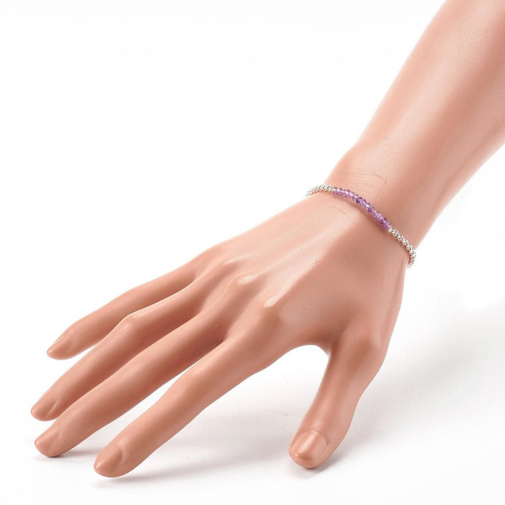 Bracciale in Ametista Naturale Sfaccettata con Catena in Acciaio Inossidabile - Clorophilla Shop
