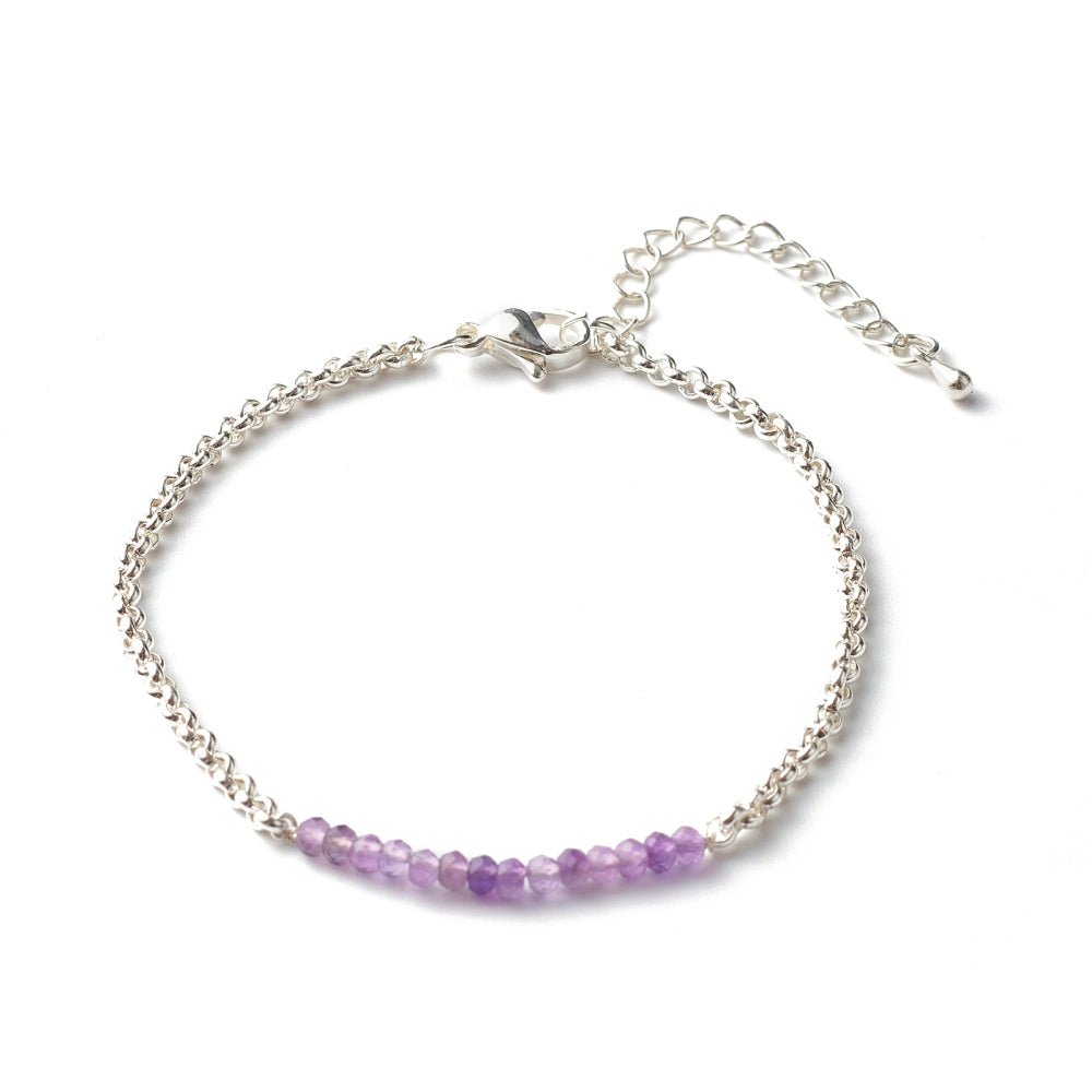 Bracciale in Ametista Naturale Sfaccettata con Catena in Acciaio Inossidabile - Clorophilla Shop