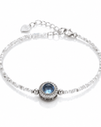 Bracciale in Argento 925 con Acquamarina Naturale – Sfere in Pietra e Centrale Pavé - Clorophilla Shop