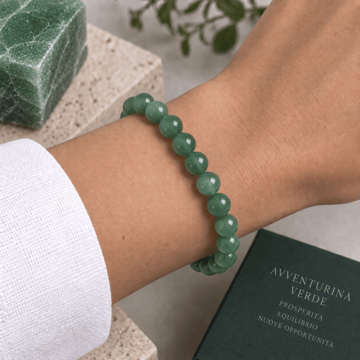 BRACCIALE IN AVVENTURINA VERDE - Fortuna e crescita - Clorophilla Shop